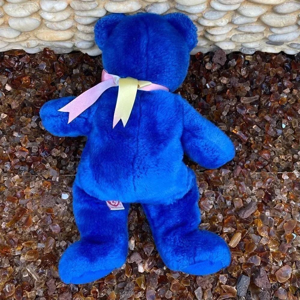 TY Kids' Beanie Buddies Blue Clubby Teddy Bear Stuffed Toy 100% Tylon